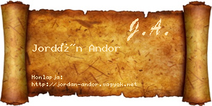 Jordán Andor névjegykártya